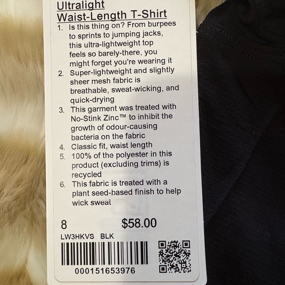 NWT Lululemon Ultralight Waist-Length T-Shirt Size 8 - Picture 7 of 7